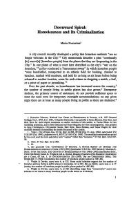 Homelessness and Its Criminalization