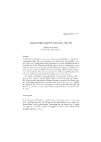 KARL POPPER's DEBT to LEONARD NELSON Nikolay