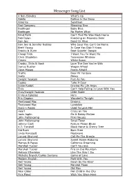 Messenger Song List