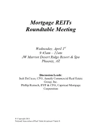 Mortgage Reits Roundtable Meeting