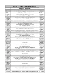 NASA TV Daily Program Schedule Monday - 12/28/2020 Eastern Daylight Time 12 A.M
