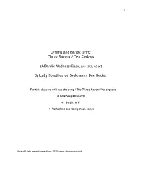 Origins and Bardic Drift: Three Ravens / Twa Corbies