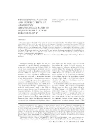 Phylogenetic Position and Generic Limits of Arabidopsis (Brassicaceae)