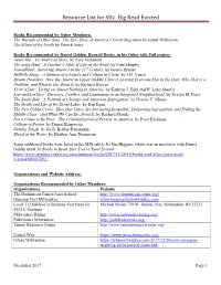 Resource List for SIG: Big Read Evicted