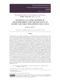 Rousseau As a Philosopher of Enlightenment and the Equality of Sophie and Émile Regarding Education