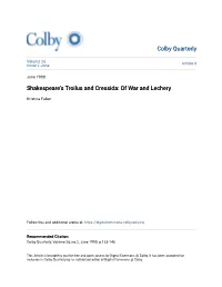 Shakespeare's Troilus and Cressida: of War and Lechery