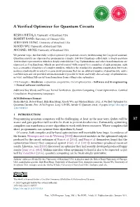 A Verified Optimizer for Quantum Circuits