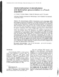 And Dextrorphan Glucuronidation in a French Population
