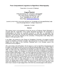 From Computational Linguistics to Algorithmic Historiography