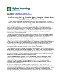 New Framework Calls for Retooling Higher Education Policy to Serve