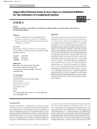 Supercritical Extracts from Arctium Lappa As a Potential Inhibitor for the Activation of Complement System