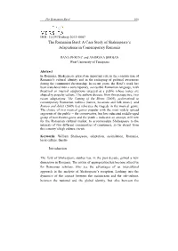 The Romanian Bard: a Case Study of Shakespeare's Adaptations In