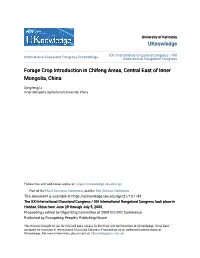 Forage Crop Introduction in Chifeng Areas, Central East of Inner Mongolia, China