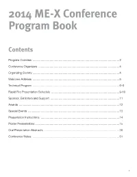 2014 ME-X Conference Program Book