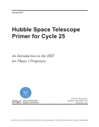 Hubble Space Telescope Primer for Cycle 25