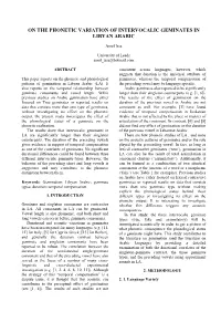 On the Phonetic Variation of Intervocalic Geminates in Libyan Arabic
