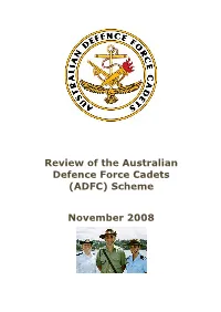 Review of the Australian Defence Force Cadets (ADFC) Scheme