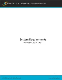 System Requirements “Novabackup 19.5”