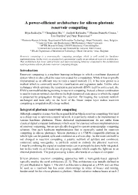 A Power-Efficient Architecture for Silicon Photonic Reservoir Computing