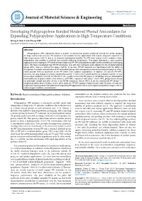 Developing Polypropylene Bonded Hindered Phenol Antioxidants for Expanding Polypropylene Applications in High Temperature Conditions