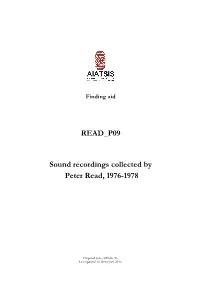 Guide to Sound Recordings Collected by Peter Read