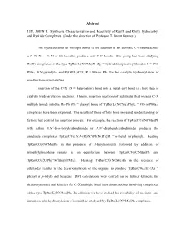 Hydrocarbyl and Hydride Complexes. (Under the Direction of Professor T