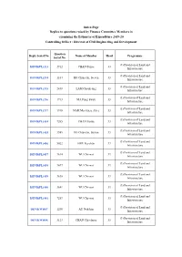 Index Page Replies to Questions Raised by Finance