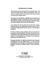INFORMATION to USERS This Manuscript Has Been Reproduced