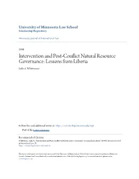 Intervention and Post-Conflict Natural Resource Governance: Lessons from Liberia Luke A