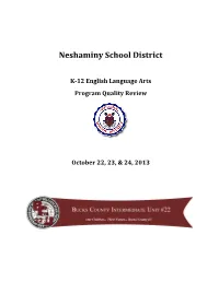 K-‐12 English Language Arts Program Quality Review October 22, 23