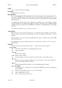 Name Synopsis Description Arguments Options