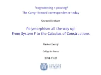 Polymorphism All the Way Up! from System F to the Calculus of Constructions