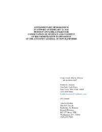 Supplementary Memorandum in Support of February 26, 2018 Petition of Pamela Smart for Commutation of Sentence and Comment On