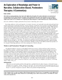 An Exploration of Knowledge and Power in Narrative, Collaborative-Based, Postmodern Therapies