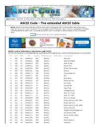 ASCII Code the Extended ASCII Table