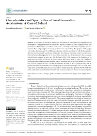 Characteristics and Specificities of Local Innovation Accelerators