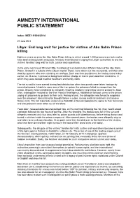 Libya: End Long Wait for Justice for Victims of Abu Salim Prison Killing