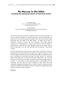 No Maccas in the Hills! Locating the Planning History of Fast Food Chains
