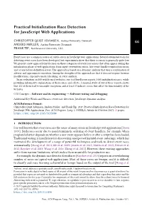 Practical Initialization Race Detection for Javascript Web Applications