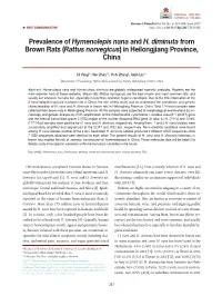 Prevalence of Hymenolepis Nana and H