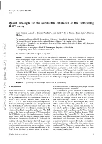 Quasar Catalogue for the Astrometric Calibration of the Forthcoming ILMT Survey
