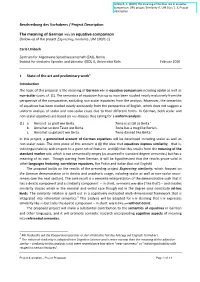 The Meaning of German Wie in Equative Comparison (Follow-Up of the Project Expressing Similarity, UM 100/1-1)