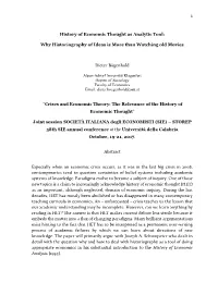 History of Economic Thought As Analytic Tool: Why Historiography