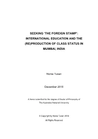 (Re)Production of Class Status in Mumbai, India
