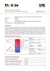 Reference System, Germany Solar Combisystem for Multi-Family House INFO Sheet a 10