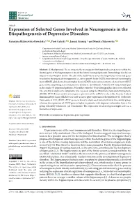 Expression of Selected Genes Involved in Neurogenesis in the Etiopathogenesis of Depressive Disorders