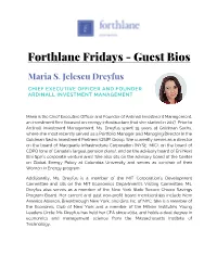 Forthlane Fridays - Guest Bios