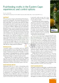 Fruit-Feeding Moths in the Eastern Cape: Experiences and Control Options