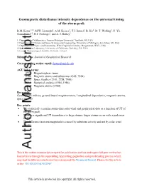Geomagnetic Disturbance Intensity Dependence on the Universal Timing of the Storm Peak