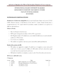 Scheme of Studies for MS in Pak Studies-Details of Core Courses